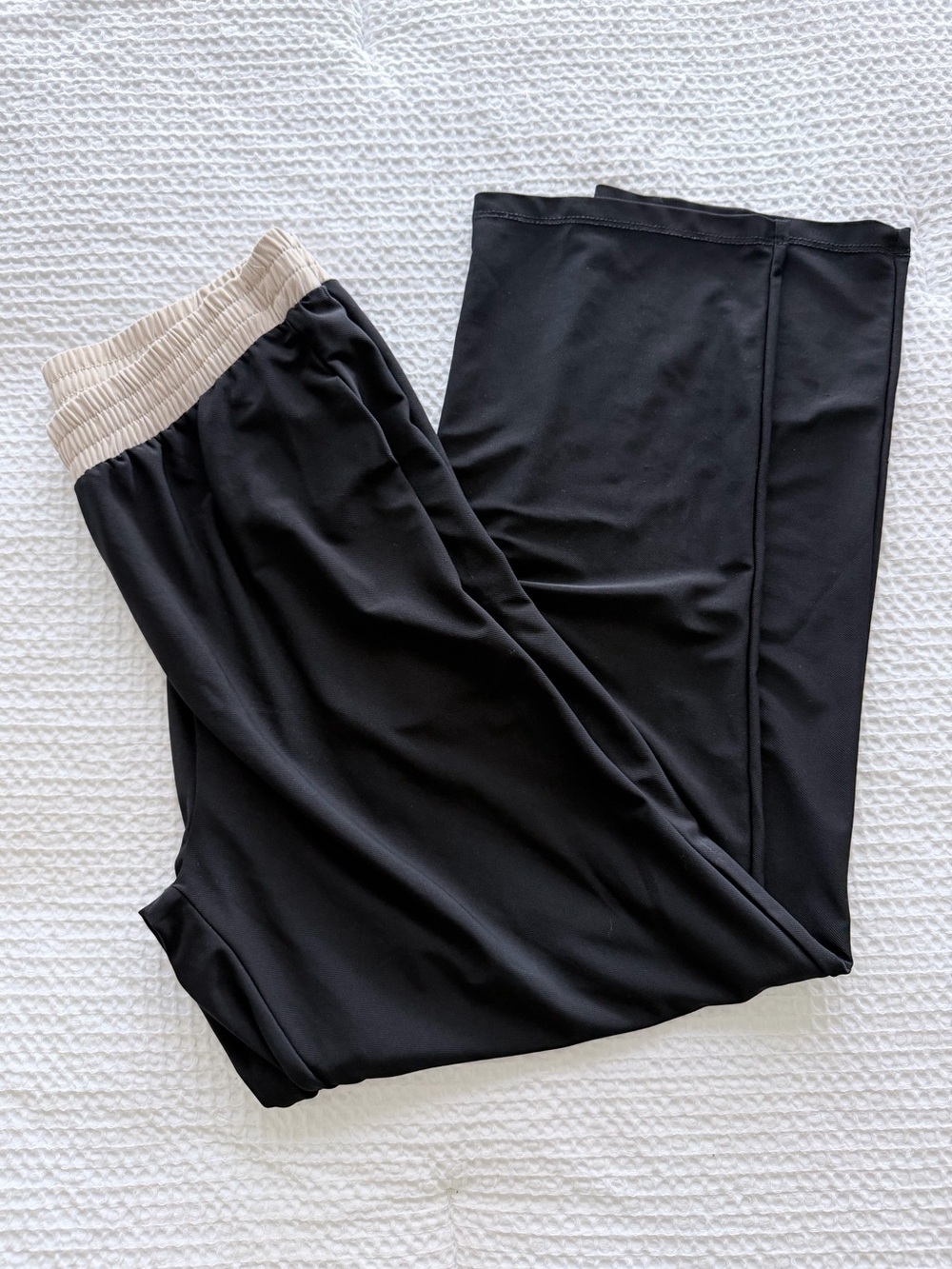 Zara Black Track Pants with Beige Elastic Waistband